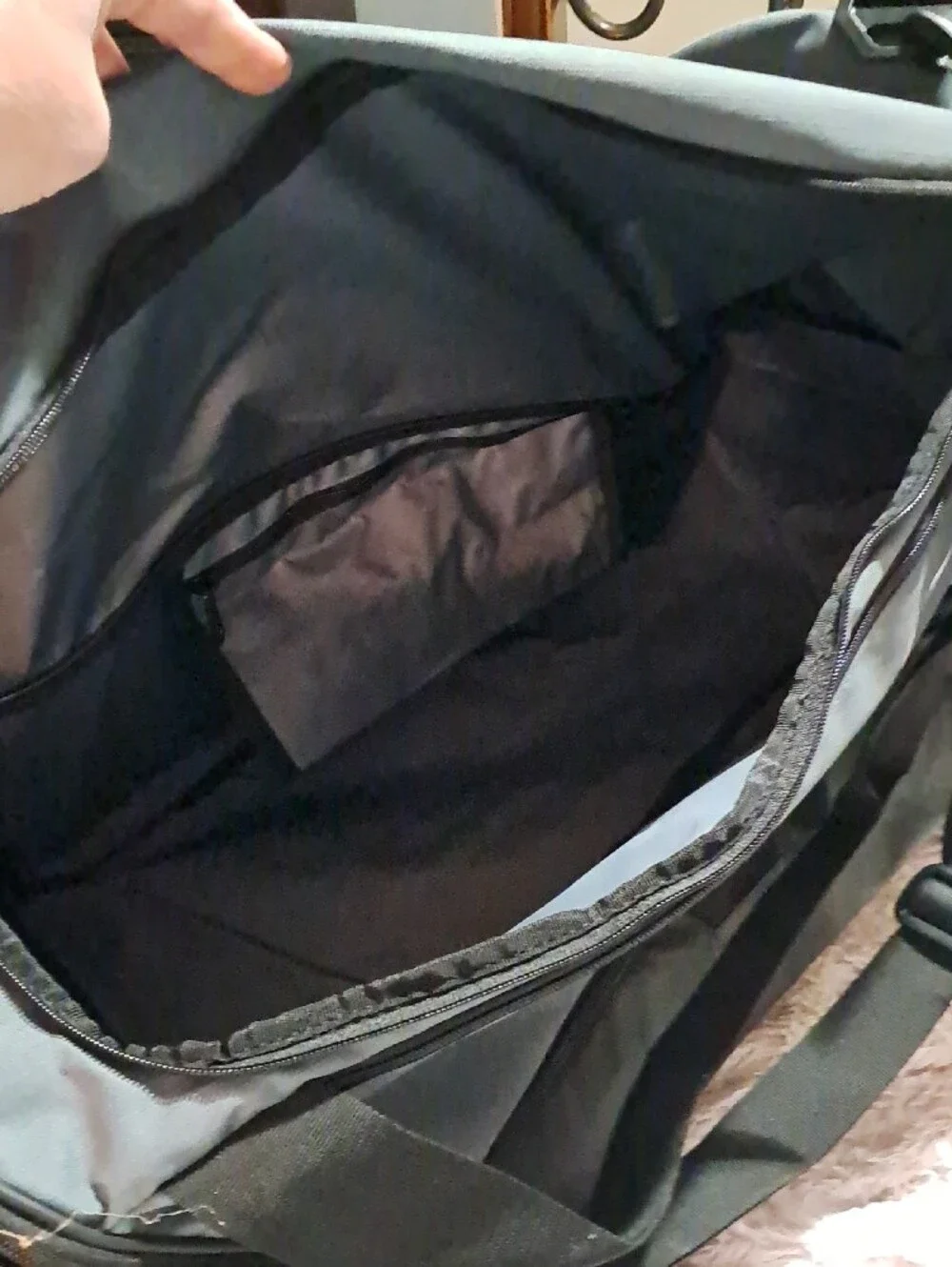 Nike Gray Duffel Bag with White Swoosh